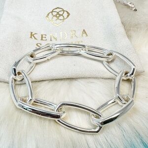 Kendra Scott Beckett Link Bracelet Silver Plate Open Rectangle Link & Pouch 7.5"